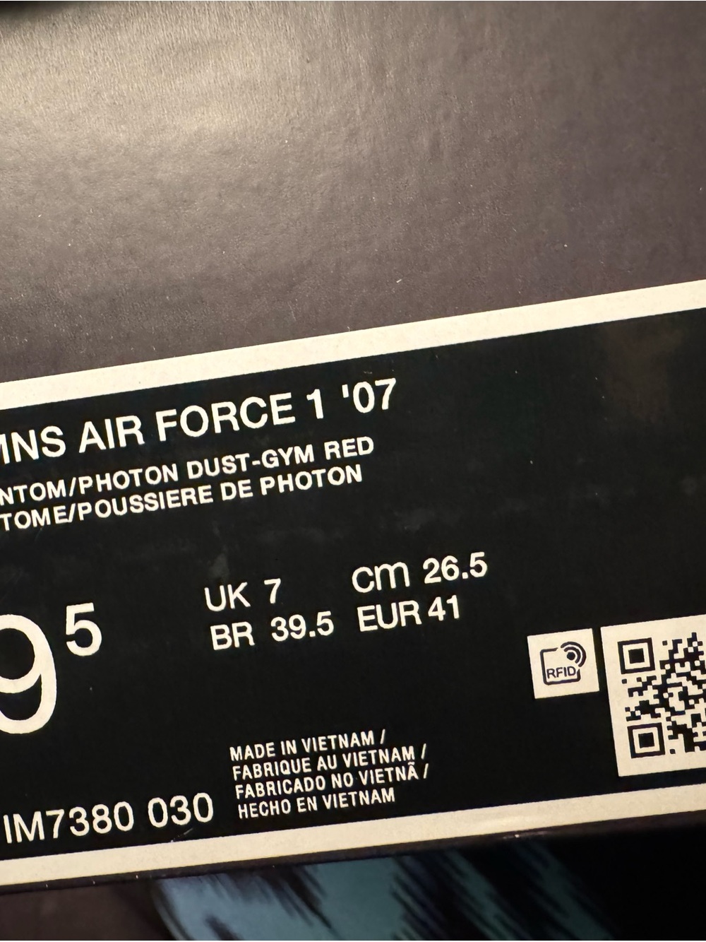 New Nike Air Force 1 ‘07 Phantom/Photon Dust Gym Red Size 9.5 Women, 8 Men - Picture 5 of 5